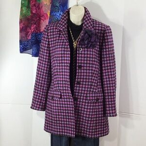 Escada Purple and brown Houndstooth wool 4 button blazer jacket 36/6